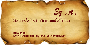 Sziráki Annamária névjegykártya